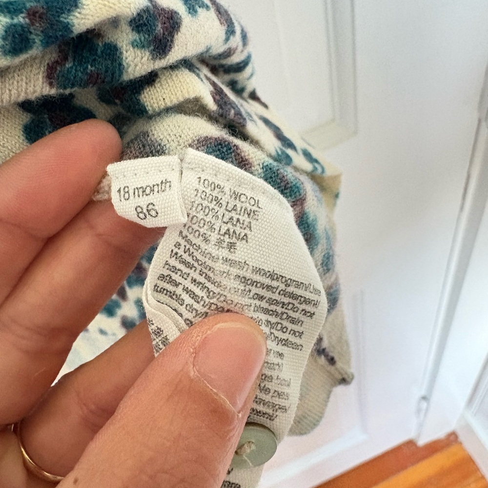 FUB Wool Cream and Blue Floral Knit Dress - Picture 4 of 4